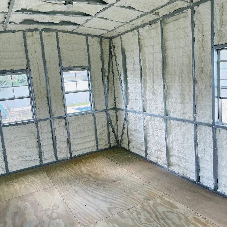 Closed-cell spray foam insulation applied to wall cavities in a residential project in North Decatur